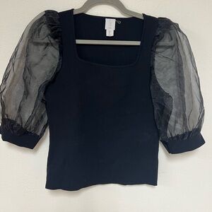 Joie Puff sleeve top Elegant Black Puff Sleeve Top women’s large